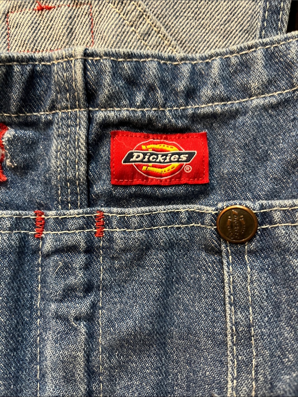 Dickies Blue Relaxed Fit Denim Overalls 42” x 29” - Picture 5 of 9